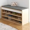 Wooden Shoe Storage Bench With Drawer,Modern Shoe Cabinet With Door,Entryway Shoe Bench With Padded Seat Cubby,D Walnut,80X24X50Cm(31X9X20Inch)
