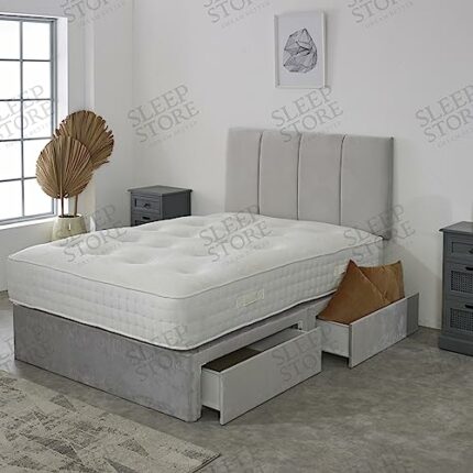 Plush Cardiff Divan Bed Set With Memory Orthopaedic Mattress & Matching 20" Headboard | Storage Drawers Available (Coffee Plush, 4.0FT Small Doub