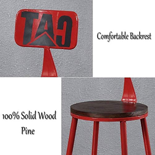 AANAN Stools,Stool Vintage Barstools Chair with Footrest Stool Seat Dining Chairs for Kitchen | Pub | Industrial Bar Stool Metal Legs- Red