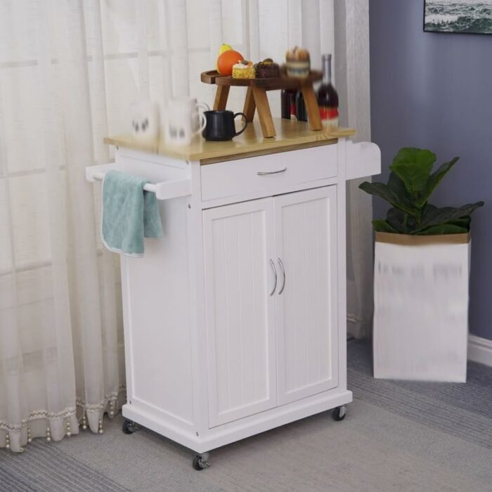 BHVXW Furniture Storage Cabinet Mobile Double Door Kitchen Cabinet with Spice Rack and Towel Counter Organizer