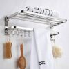 48cm Wall-Mounted Towel Rack Towel Rail Double-Layer Stainless Steel With Five Hooks For Bathroom Kitchen Hotel Office