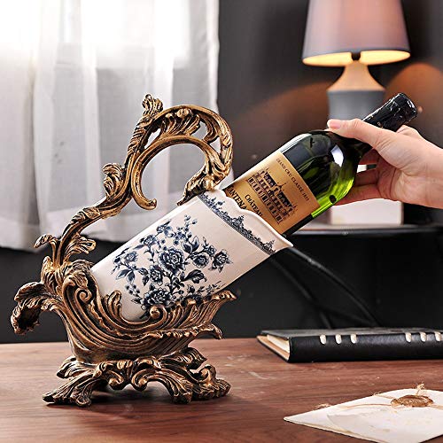 PIBM Stylish Simplicity Creative Retro Bronze Resin Hand-Painted Ceramic Wine Rack Home Desktop Decoration Bar Porch Restaurant Decorations Porta