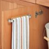 mDesign Affixx Stainless Steel Towel Rail - No Drilling Required - Ideal as Tea Towel Holder for Kitchen - Practical, Self-Adhesive Towel Bar - H