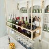 EYLINK Wine Holder Upside Down Wine Rack Simple Style Gold Iron Ceiling Hanging Stemware Glasses Racks Home Decoration Wine Bottle Shelf for Bars
