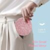 QearFun Luxurious Rhinestone LED Lighted Compact Mirror, Bling Portable Travel Makeup Jeweled Mirrors, 3.5 inch Rechargeable Mini Magnifying Pock