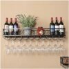 Wall-Mounted Wine Rack Simple Style Metal Home Goblet Multi-Function Display Storage Wine Rack -Restaurant Kitchen Bar Living Room Height Adjusta