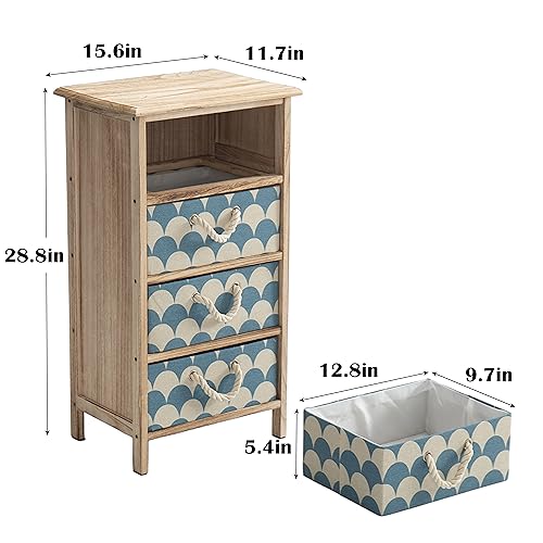 Leesinwing Nightstand with 4 Fabric Drawers,Wood Bedside Table for Storage, Easy Assembly End Table for Living Room/Bedroom/Closet(Light Brown)