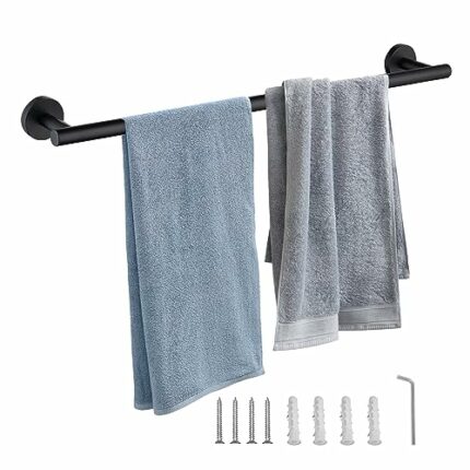 ZXShow Towel Rail Wall Mounted Matt Black 30 cm Stainless Steel Towel Rail Hand Towel Holder Single Towel Bar Rail Rack Screws Mounting Dish Clot