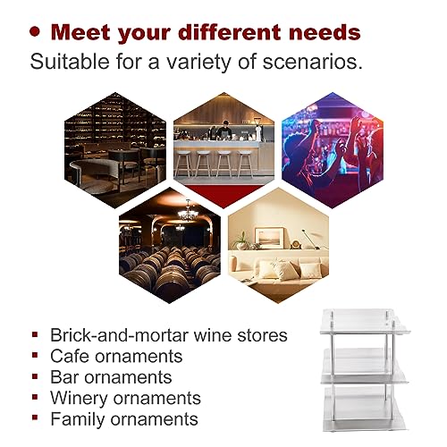 3‑Tier Stainless Steel Tabletop Wine Rack,Wavy Wine Holder Display Shelf Kitchen Accessories,Wine Storage Shelf for Pantry Cabinet, for Bar, Wine