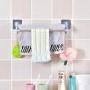 N/A Stainless Steel Double Bar Towel Rotating Towel Rack Bathroom Kitchen Wall Towel Rack Glossy Double Holder Stand Towel Hanger