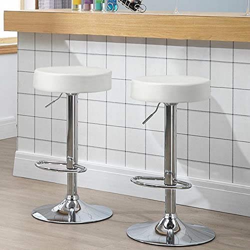 DINGZZ 1 PC Round Bar Stool Adjustable Swivel Pub Chair U Leather with Footrest (Color : 3-pack, Size : Light Grey)