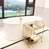 FEER Kitchen IslandsFurniture Mobile Table Wine Dining Car Designer Golden Glass Storage Trolley (Color : D, Size : 1pcs)