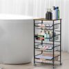 5-tier Trolley on Wheels, Vegetable Rack, Kitchen Storage Utility Cart, Rolling Storage Rack for Kitchen Office Bathroom Laundry Room