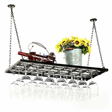 Stylish Simplicity Wine Rack Retro Metal Simple Style Iron Chain Creative Display Storage Floating Wine Rack Household Goblet Rack - Restaurant K