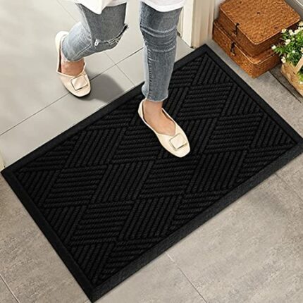 HIYARD Durable Front Door Mat, Absorbent Muddy Dirt Resist Welcome Door Mats Outdoor Indoor, Stain and Fade Resistant, Non-Slip Rubber Backing Lo