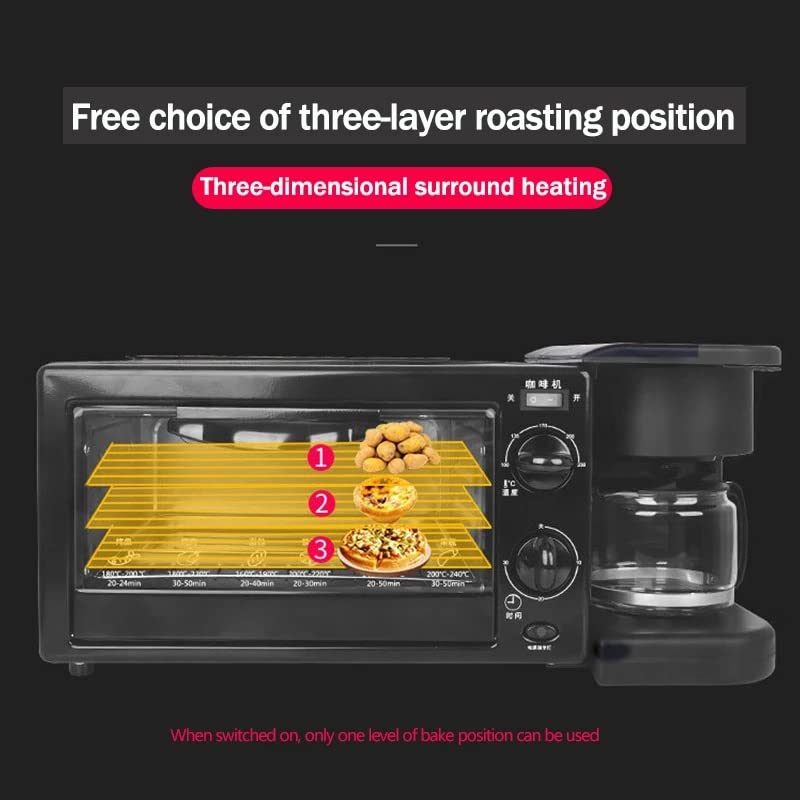 KKYKP 3 In 1 Home Toaster Electric Mini Oven Kitchen Cooking Roaster (Color : Black, Size : 51 * 26.5cm)