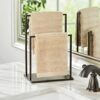 mDesign Modern Decorative Metal Fingertip Towel Holder Stand for Bathroom Vanity Countertops to Display and Store Small Guest Towels or Washcloth
