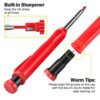 Hiboom 2 Pack Solid Carpenter Pencil with 14 Refill, Long Nosed Deep Hole Mechanical Pencil Marker with Built-in Sharpener for Carpenter Woodwork