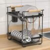 Uten Stainless Steel Draining Rack for Dishes, Dish Drainer with 2 Levels, with Cutlery Holder, Cutting Board Holder, Drip Tray,Non-Slip feet, Ea