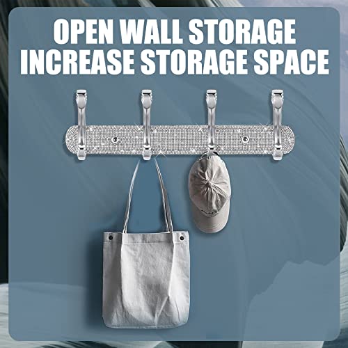 BlackFish Coat Rack Wall Mount,Rhinestone Type Wall Mounted Coat Rack - 4 Hooks,Purse Hanger,Coat Hanger Wall Mount,Wall Coat Rack for Bathroom K