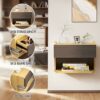 Bixiaomei Floating Nightstand with Drawer, Wall Mounted Floating Bedside Table, Modern End Table with Wooden Open Storage Shelf for Bedroom & Liv