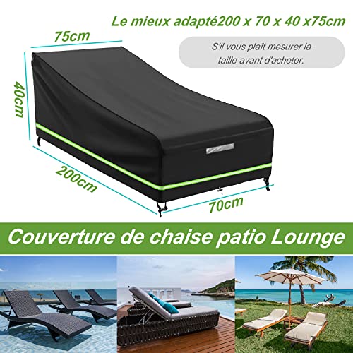 Devenirriche 2Pcs Sun Lounger Covers, Garden Sunbed Cover with Reflective Strip 210D Oxford Fabric Garden Outdoor Furniture Set Coverr (200 X 70