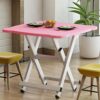 LUKEO Folding Table Household Dining Table Small Family Dining Table Outdoor Folding Square Table 4-person Small Table (Color : Argento)