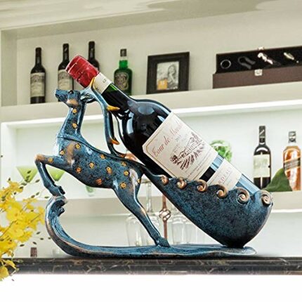 PIBM Stylish Simplicity Blue Deer Wine Rack Wine Cooler Decorations Housewarming Gift European and American Home Married Resin Crafts Handmade An