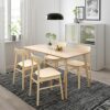 Ikea RÖNNINGE/LISABO table and 4 chairs, 140x78 cm, ash veneer/birch