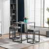 DINGZZ 3 Piece Dining Table Set, Dining Set for 2, Table and 2 PU Stools, Walnut Color & Gray Dining table and Chairs