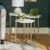 evka.com White Coffee Table, Bedside Tables Set of 3, Nest of Tables Living room, Sofa Side Table, Marble Pattern Wood table, Marble Coffee Table