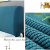 Zoey's store Easy-Going Stretch Bed Headboard Slipcover,Small Square Jacquard Bed Head Cover, Dustproof Protector Cover for Bedroom Decor (Navy B