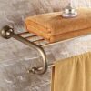 HIGOH Towel Racks, Bathroom Towel Rack Wall Mounted Towel Holder,Antique Bath Towel Rack,Copper Towel Holder,European Retro Toilet Rack,Bathroom