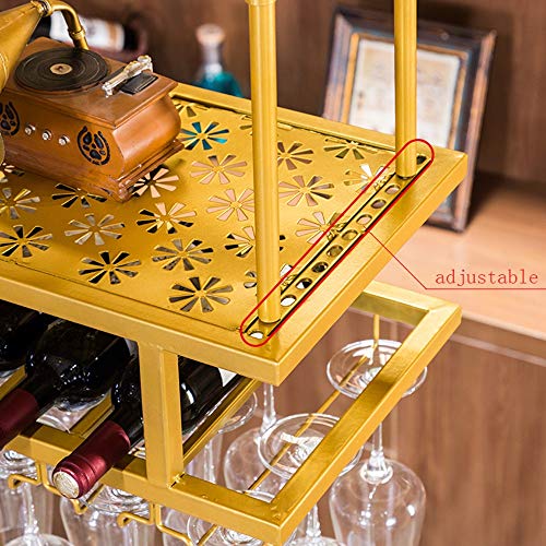 PIBM Double Layer Wine Rack Bar Fashion Creative Wine Glass Rack Suspension Ceiling Wine Rack Restaurant Wine Bottle Rack J1019, Silver , L80×W30