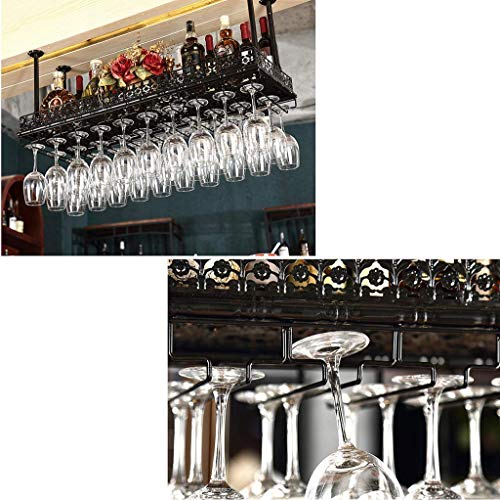 OUSIKA Wine Racks,Simple Style Iron Hanging Wine Glass Rack Hanging Wine Bottle Holder Bar Creative Wine Rack Ceiling Decoration Shelf for Bars,R