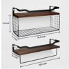 AfooBezos Bathroom Shelves Over Toilet, Floating Bathroom Shelves with Protective Metal Guardrail, Wood Wall Shelves for Bathroom, Bedroom, Livin