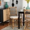 Baxton Studio Dining Chair, Rattan, White/Natural Brown
