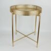 IFJA round table, golden metal coffee table with removable top tray and used as bedside table, easy assemble side table for snack, home décor & c
