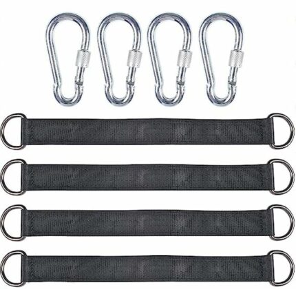 Qooloo Hanging Kit Straps, 4 pcs Swing Hanging Accessories, Swing Straps Hanging, Swing Attachment Hammock, Tree Swing Hanging with 4 D-Rings, Ho