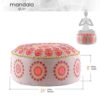 Mandala Life ART Bohemian Golden Pouf Ottoman Cover -60x20 cm - Luxury, Artisan Room Décor Pouffe for Meditation, Yoga, and Boho Chic Seating Are