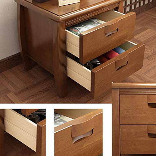 maozi Solid Wood Double Drawer Design Bedside Table, Mini Antique Simple Bedside Table