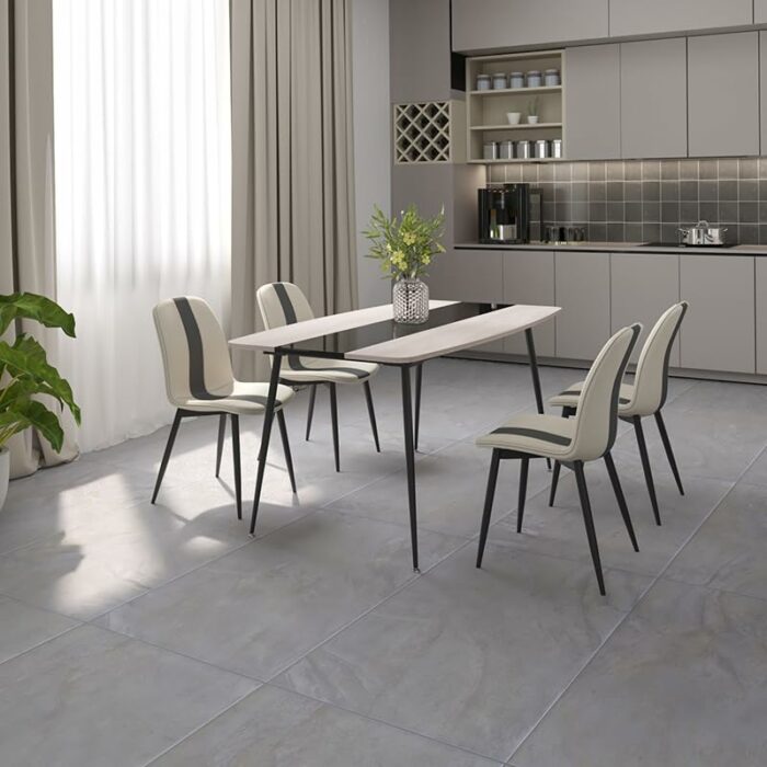 Mondeer Dining Chairs Set of 4, Fabric Upholstered Seat with Metal Legs, Modern Stitching Design for Dining Room Living Room Kitchen Reception Of