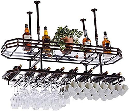 OUSIKA Wine Racks,Ceiling Wine Rack Adjustable Height Wall Mounted Hanging Wine Bottle Holder Metal Iron Wine Glass Rack Goblet Stemware Racks Vi