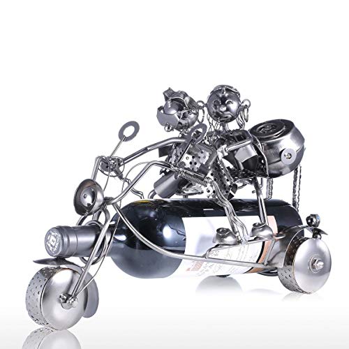 PIBM Stylish Simplicity Artwork Punk Double Motorcycle Locomotive Metal Wine Wine Rack Desktop Porch Home Decoration Bar Restaurant Decorations S