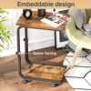 JOISCOPE Rolling Lift Side Table Coffee Table C-shaped End Table, Snack Table Sofa Table with 4 Wheels for Couch, Bed, Dorm, Small Spaces, Bedroo