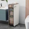 Bathroom Floor Cabinet With Storage Drawers Tower Large Capacity Slim Toilet Paper Storage Cabinet With Wheels Narrow Dresser Tower For Small Spa