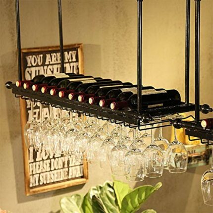 PIBM Solid Wood Wine Rack Wall Hanging Wine Cabinet Display Rack Upside down Hanging Goblet Rack Home Hanging Red Fashion Creative Wine Glass Rac