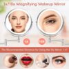 AusDaur 8” Lighted Wall Mounted Makeup Mirror, 1x/10x Magnifying Vanity Mirror with Lights, Rechargeable LED 3 Color Adjustable Brightness Bathro