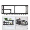 KEppd Wall Mounted Wine Bottle Hanging Glass Holder,Metal Grid High Capacity Wine Cabinet, Wall Wine Stemware Goblet Racks, Bar Counter Wine Stor