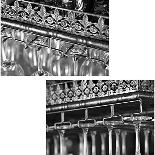 CZDYUF Wine Rack, Bar Hanging Goblets Simple Display Wrought Iron Wine Rack, Elegant Black